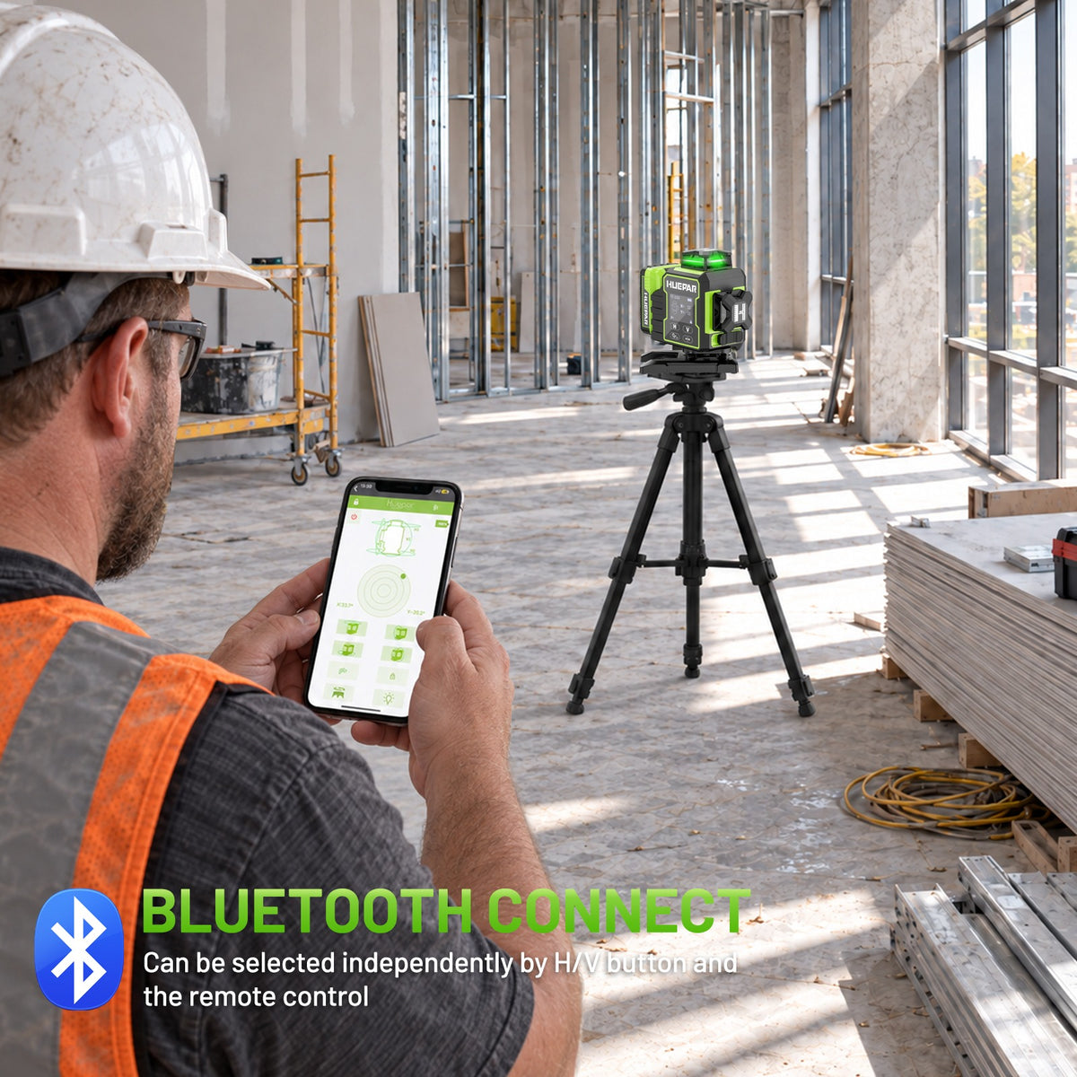 Huepar W04CG 4 × 360° Laser Level with Electric 360° Rotary Base - 4D Laser Levels