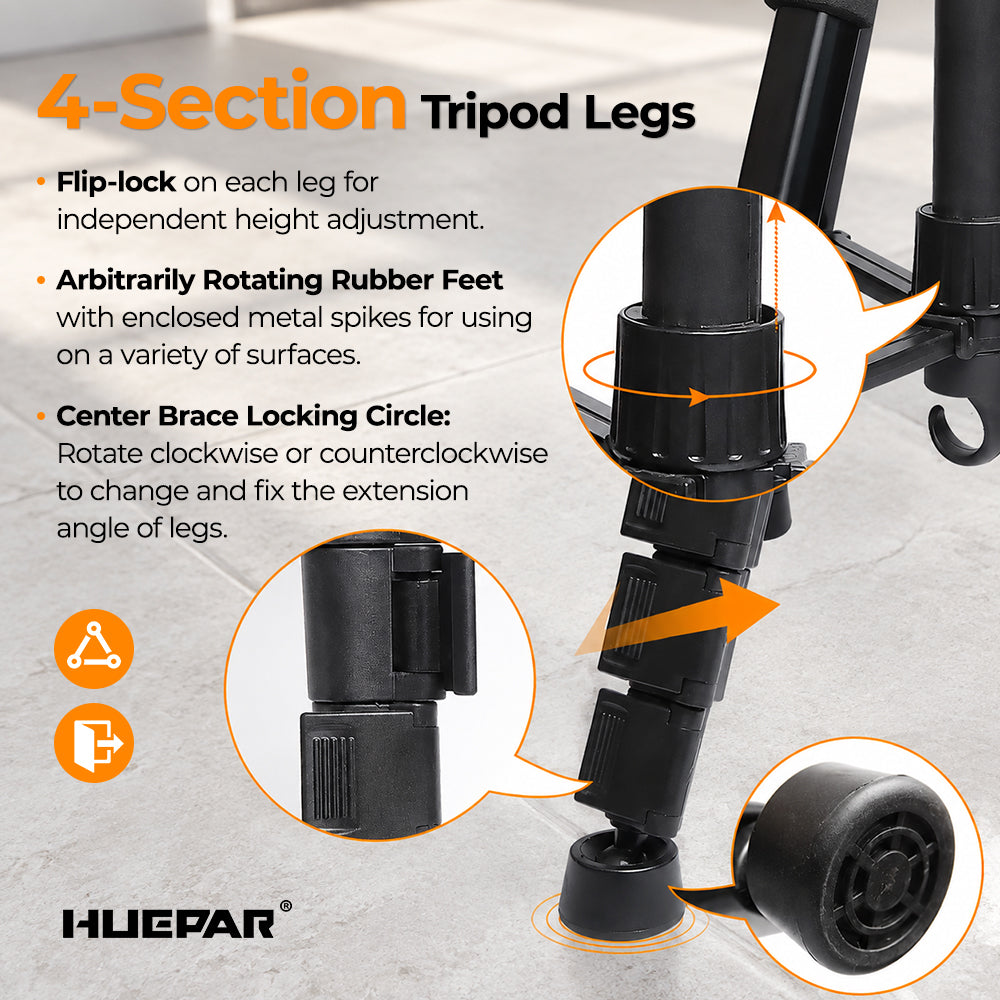 Huepar TPD14 - 56 inch/143cm Tripod Adjustable