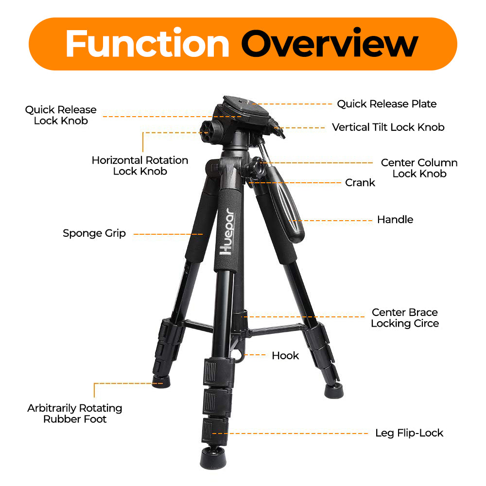 Huepar TPD14 - 56 inch/143cm Tripod Adjustable