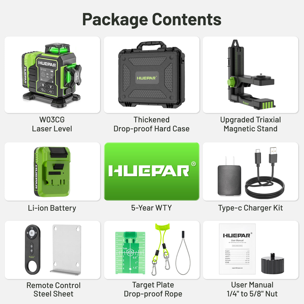 Huepar W03CG Laser Level - 3D Laser Levels