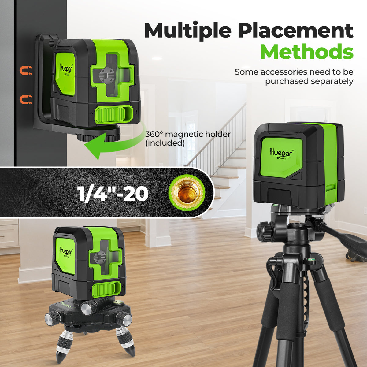Huepar 9011G Laser Level - Cross Line Laser Level