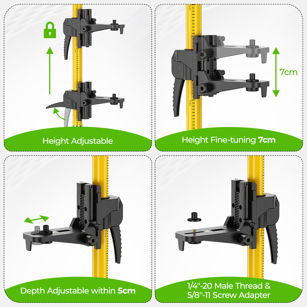 Huepar LP36 - 3.7m/12ft Laser Telescoping Pole