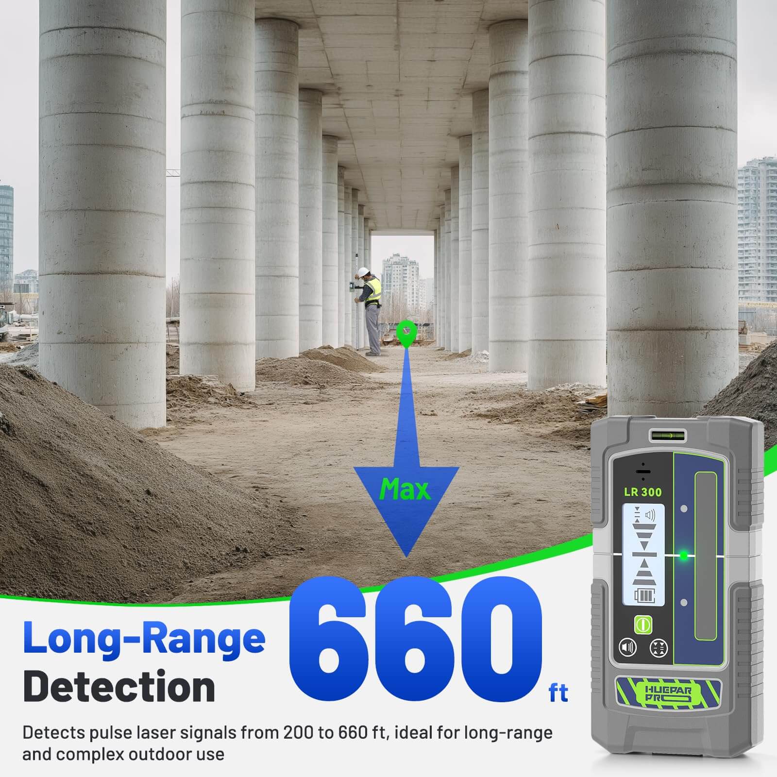 Huepar Pro LR300 - Laser Detector/Line Laser Receiver - Line Laser Receiver