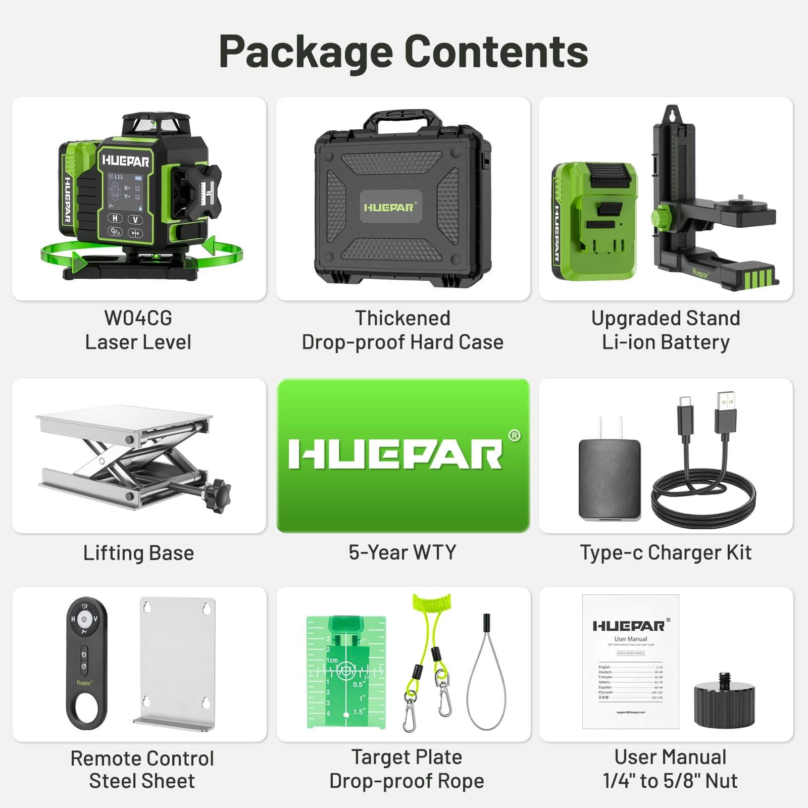 Huepar W04CG Laser Level - 4D Laser Levels