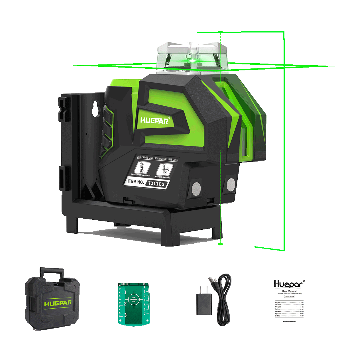 Huepar 7211CG Laser Level 7211CG - Cross Line Laser Level