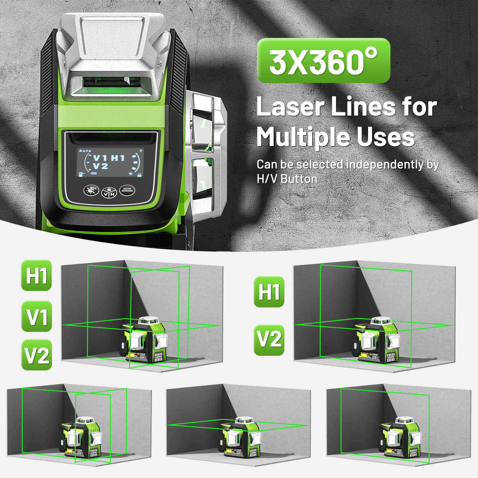 Huepar HX03CG Laser Level - 3D Laser Levels