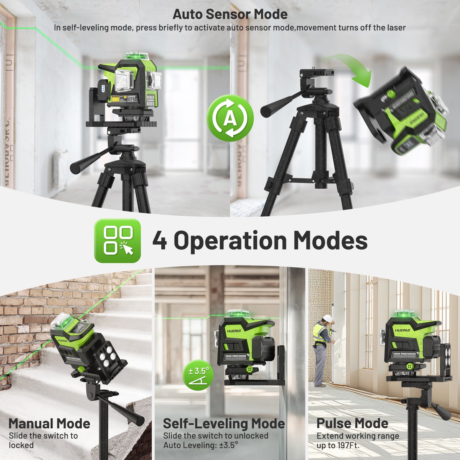 Huepar HX04CG Laser Level - 4D Laser Levels