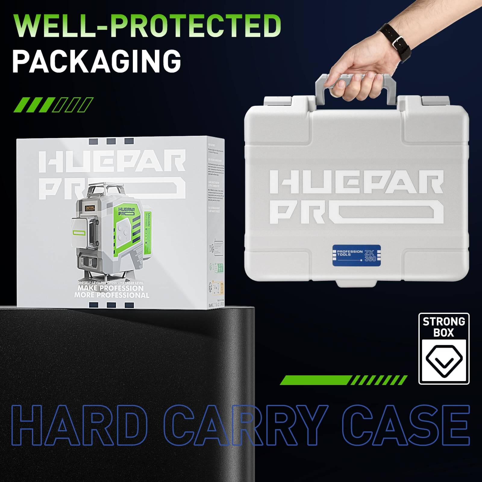 Huepar Pro ZK03CG Laser Level - 3D Laser Levels