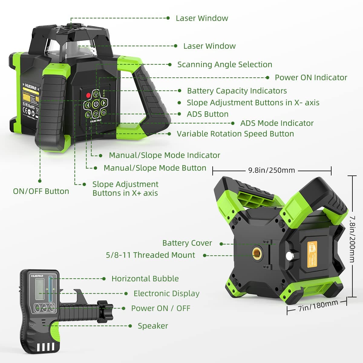 Huepar RL300HVG Laser Level - Rotary Laser Levels