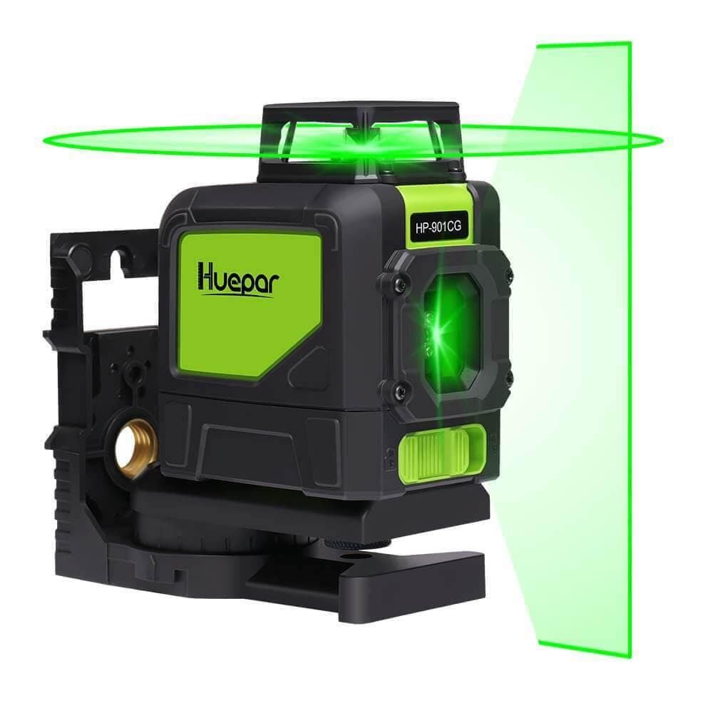 Huepar 901CG - 360 Green Beam Cross Line Self-Leveling Laser Level with  Magnetic Pivoting Base