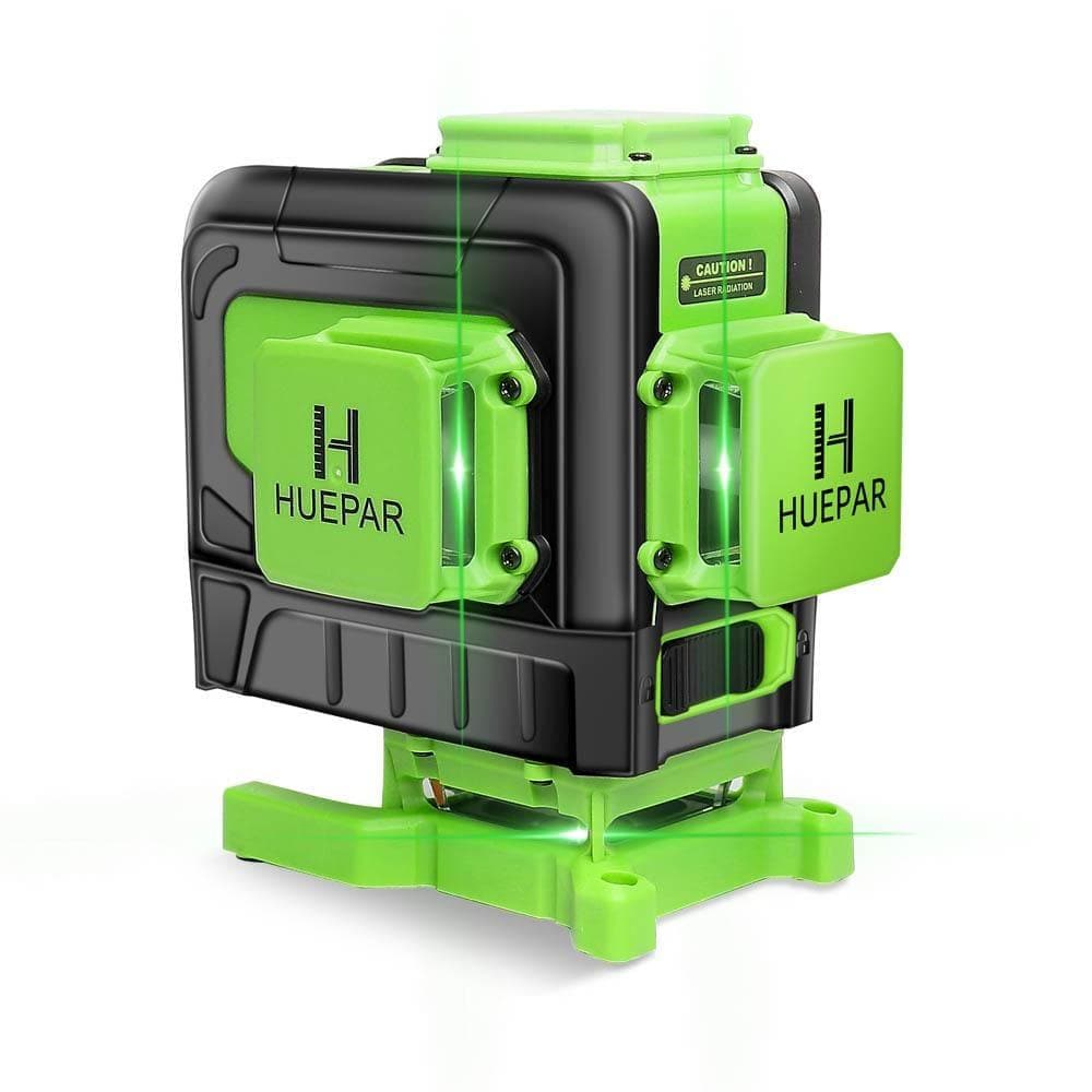 Huepar 903DG - 3D Cross Line Laser Level Green Beam Self-leveling Laser  Level Tools for Tiles Floor with Remote Control
