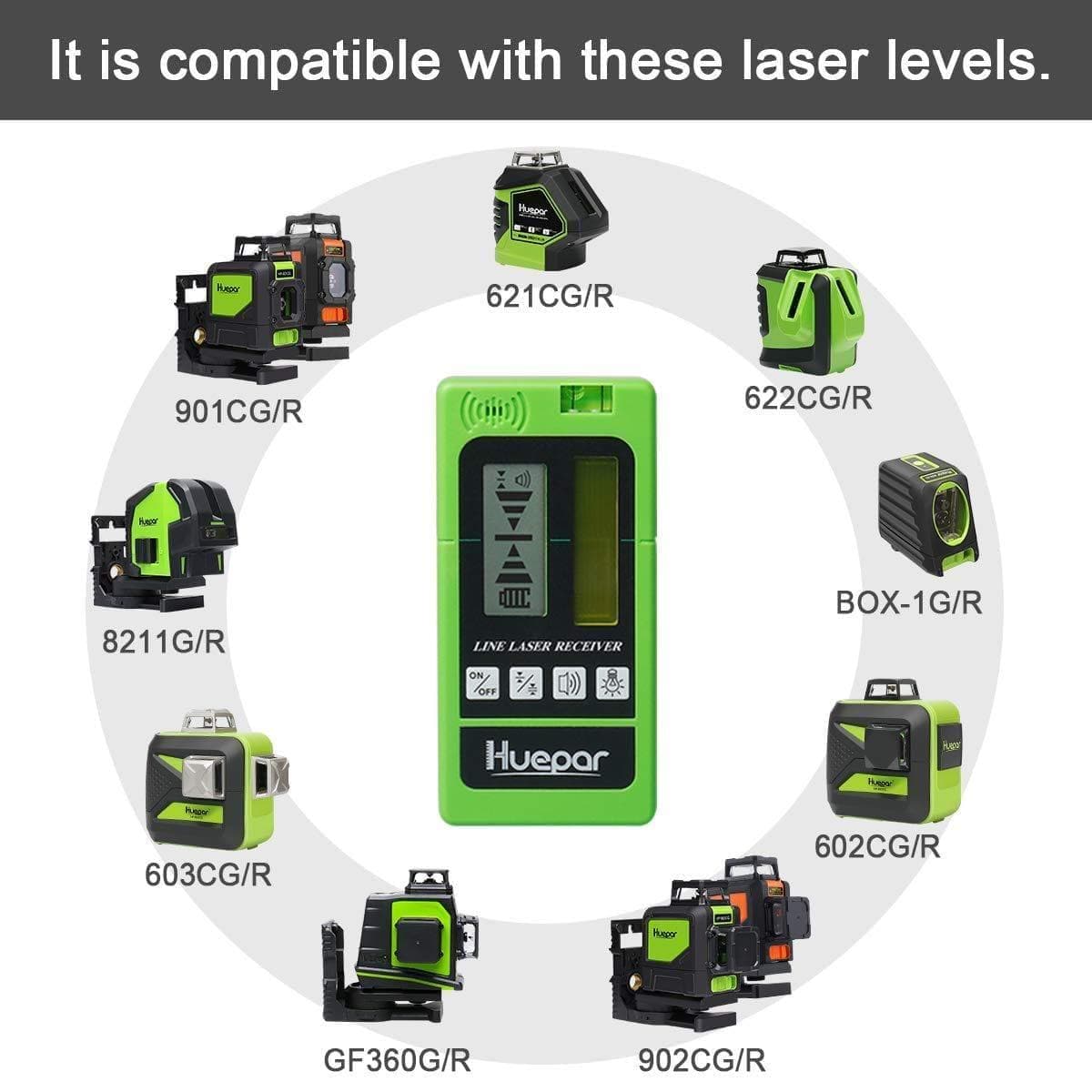 Huepar LR5RG - Laser Detector/Line Laser Receiver - Line Laser Receiver