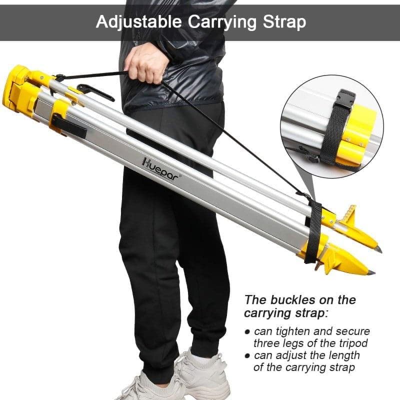 Huepar M3Y - Aluminum Flat Head Heavy Duty Tripod 1.65m / 65" with 5/8"-11 Male Thread - Tripods