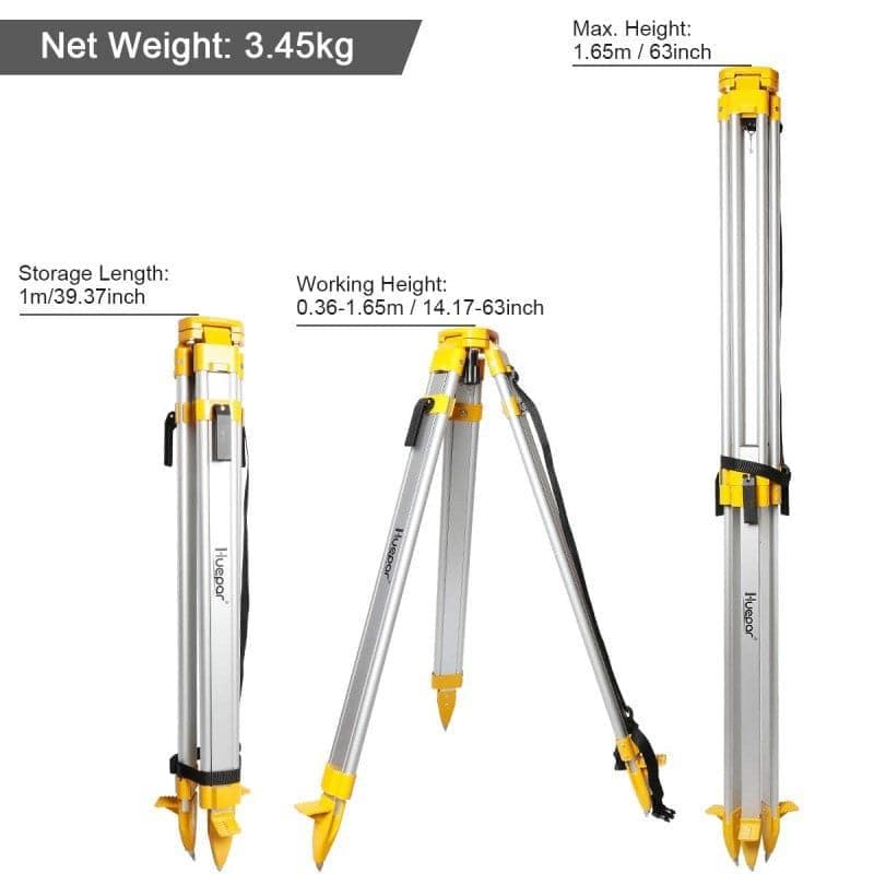 Huepar M3Y - Aluminum Flat Head Heavy Duty Tripod 1.65m / 65" with 5/8"-11 Male Thread - Tripods