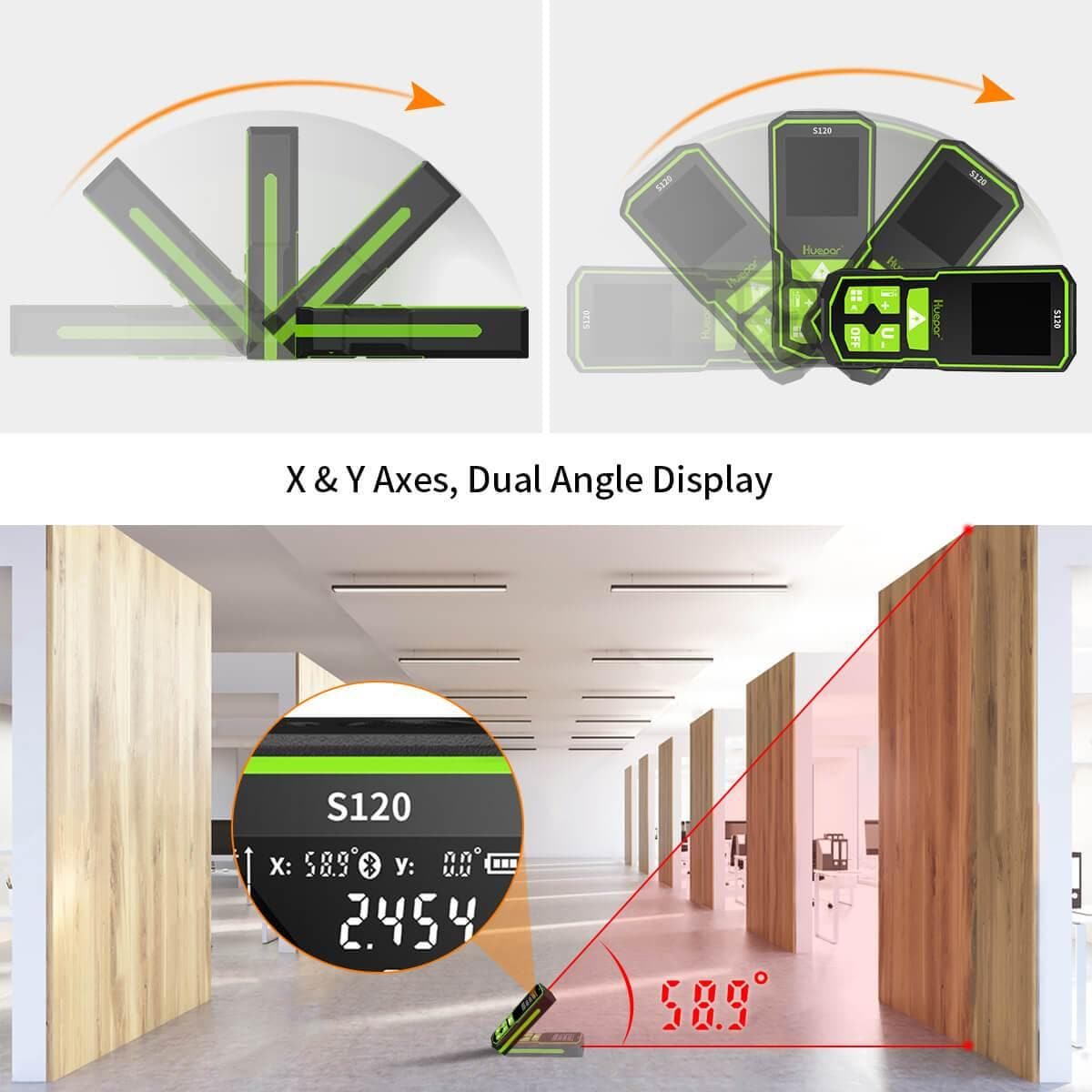 Huepar S120 - LCD Digital Laser Rangefinder - Laser Distance Meter