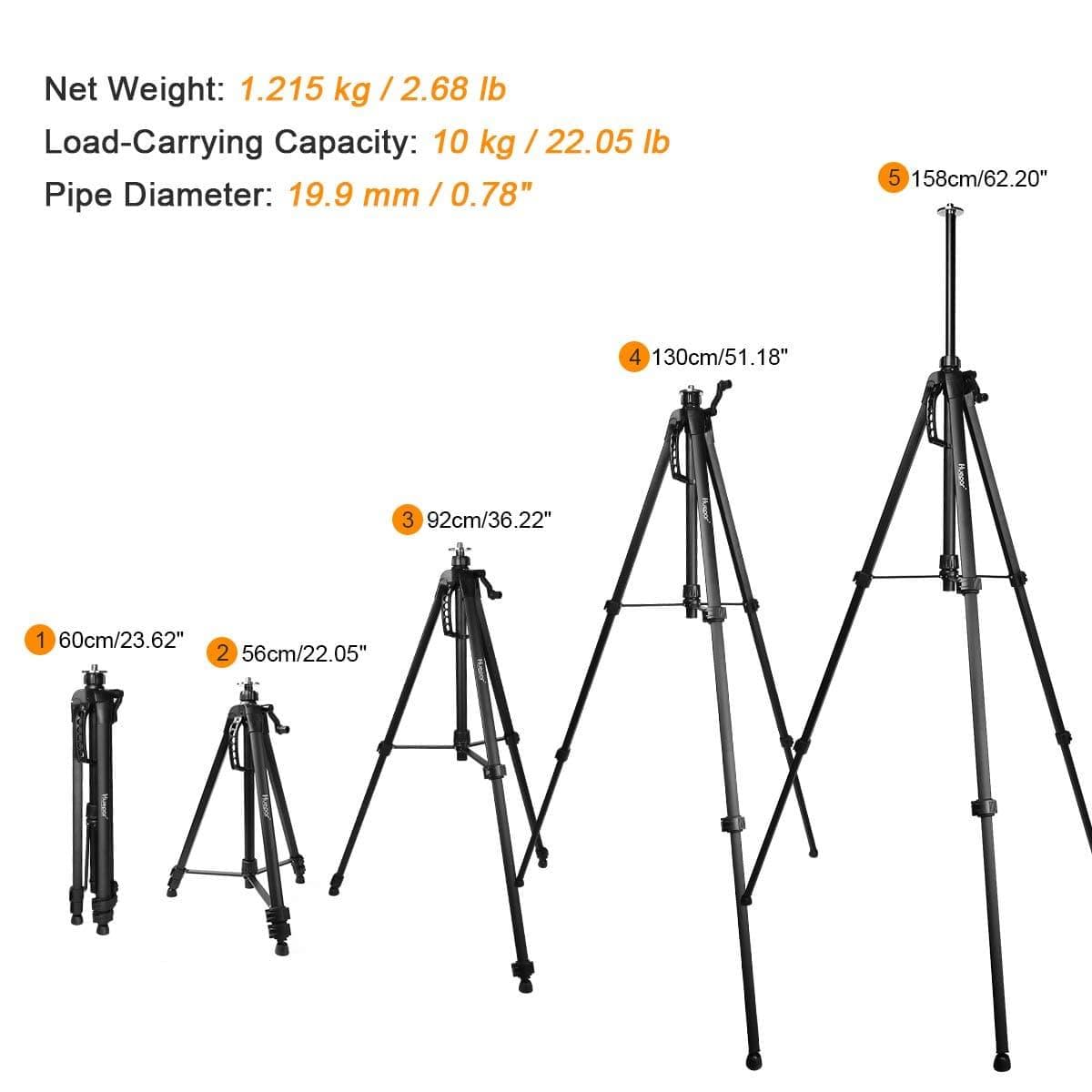 Huepar TPD16 - 1.6m/5.2ft Flat Head Aluminum Tripod - Tripods