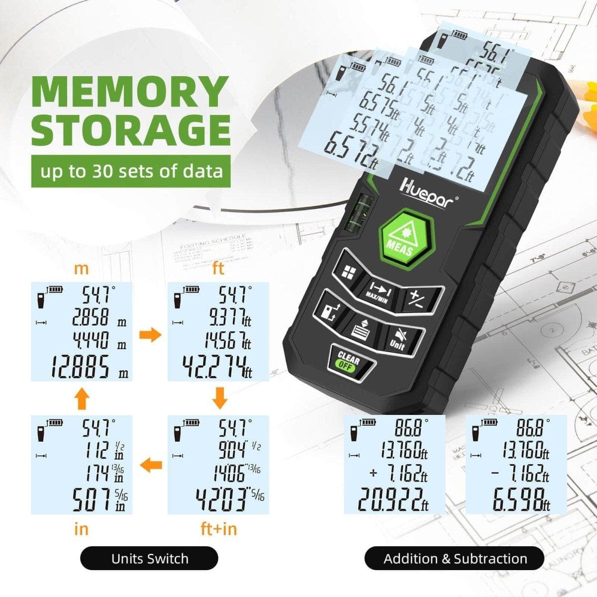 Huepar X6-LM50 - 50M Laser Distance Meter - Laser Distance Meter
