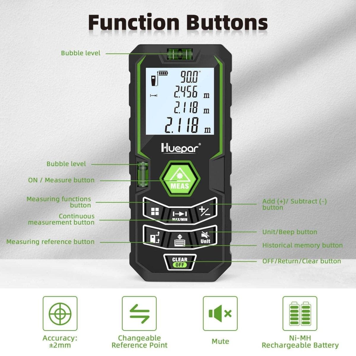 Huepar X6-LM50 - 50M Laser Distance Meter - Laser Distance Meter
