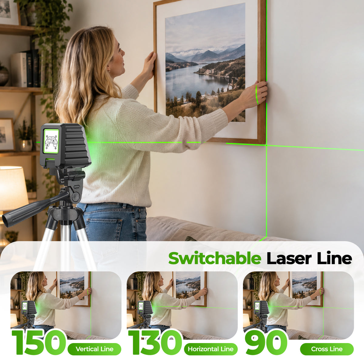 Huepar BOX1G Laser Level - Cross Line Laser Level