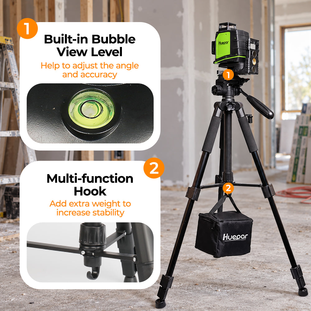 Huepar TPD14 - 56 inch/143cm Tripod Adjustable