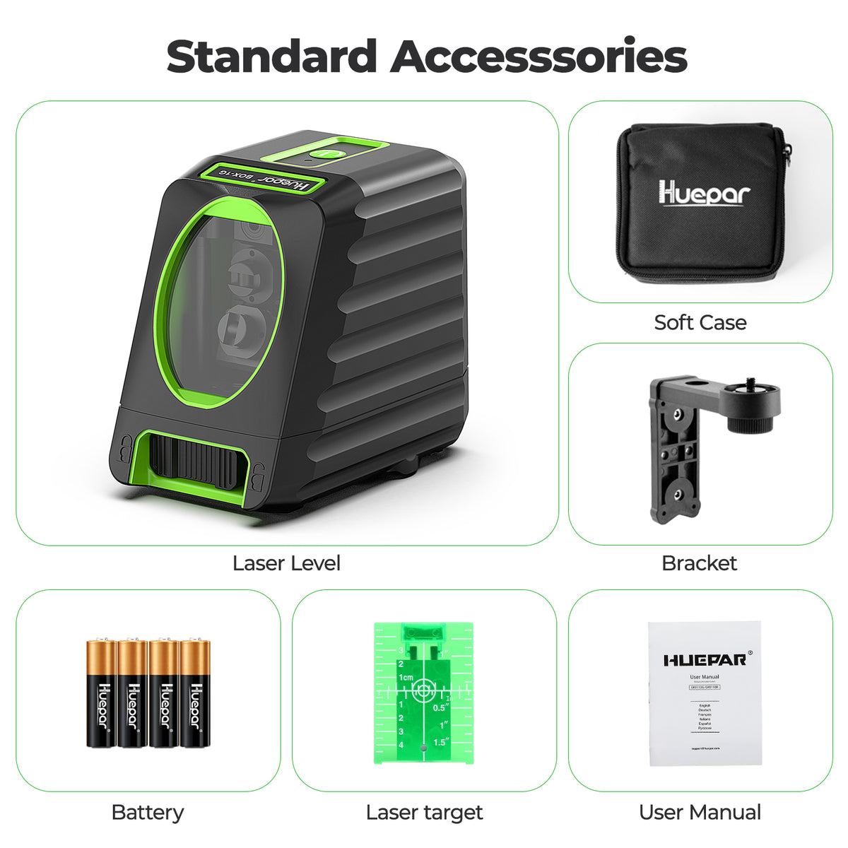 Huepar BOX1G Laser Level - Cross Line Laser Level