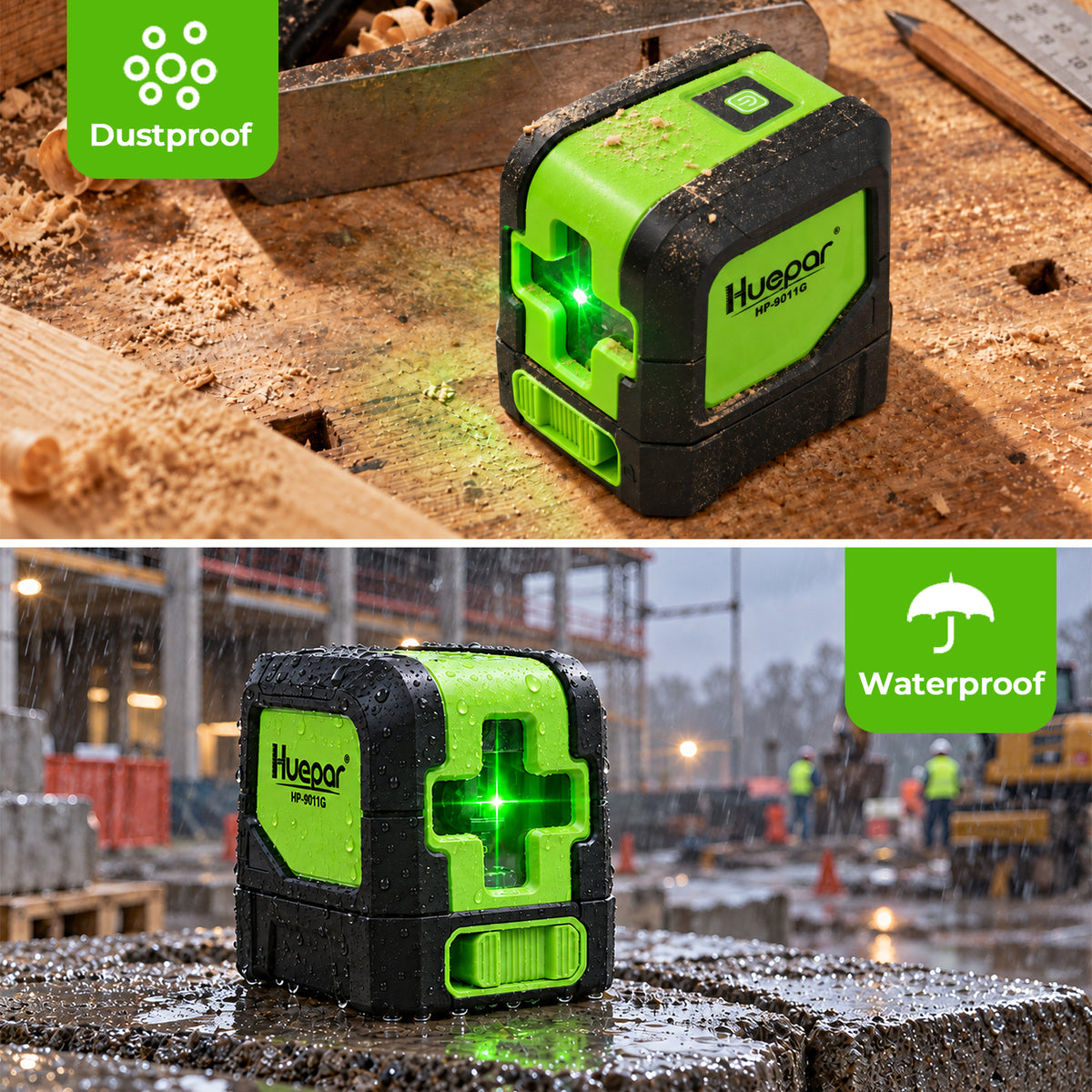 Huepar 9011G Laser Level - Cross Line Laser Level