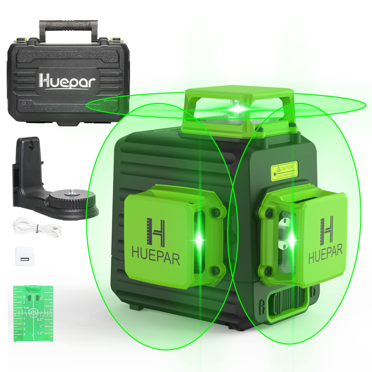 HUEPEP B03CG PRO - 3D Laserebene Lithium-Ionen-Batterie mit Hard Carry Case enthalten