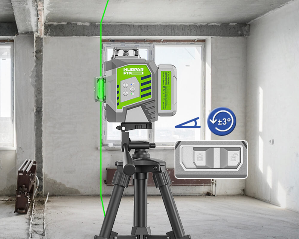 Huepar ZK03CG - Pro High Accuracy 3x360° Green Beam Cross Line