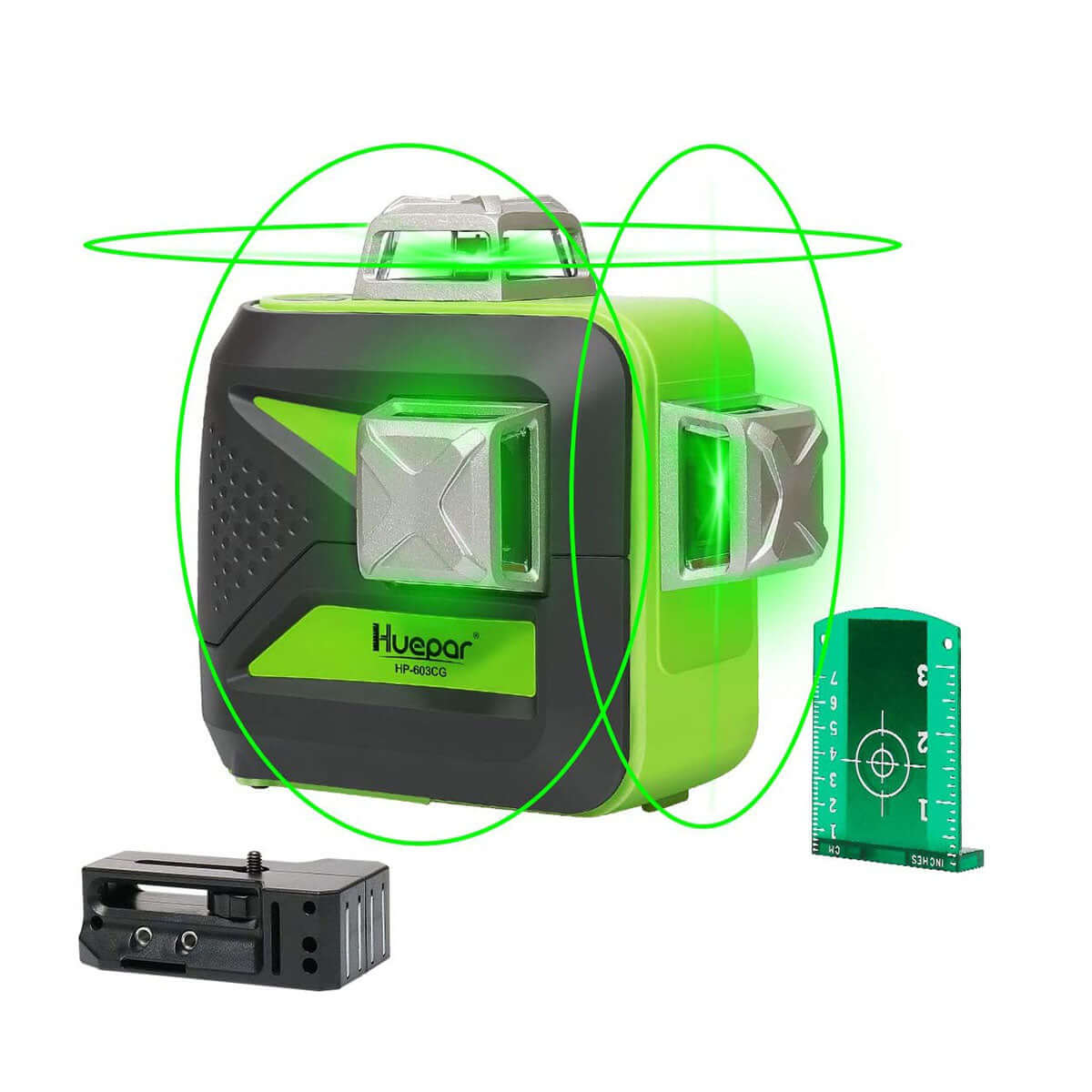 HuEpe- 603cg - 3D-Laserpegel Professioneller grüner Strahl Self-Level-Modus