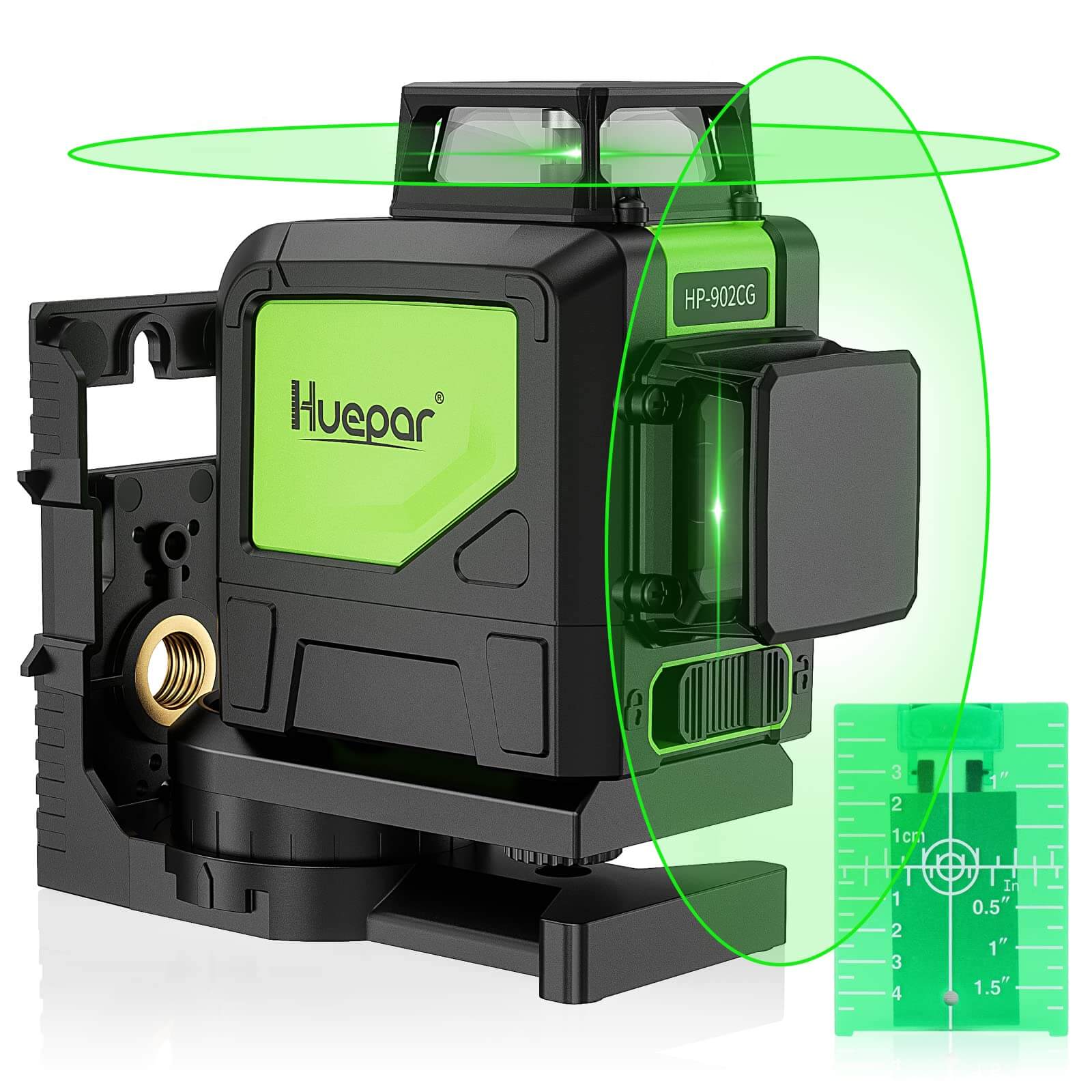 Huepar 902CG - Self-Leveling 360-Degree Cross Line Laser Level with Pulse Mode and Magnetic Pivoting Base