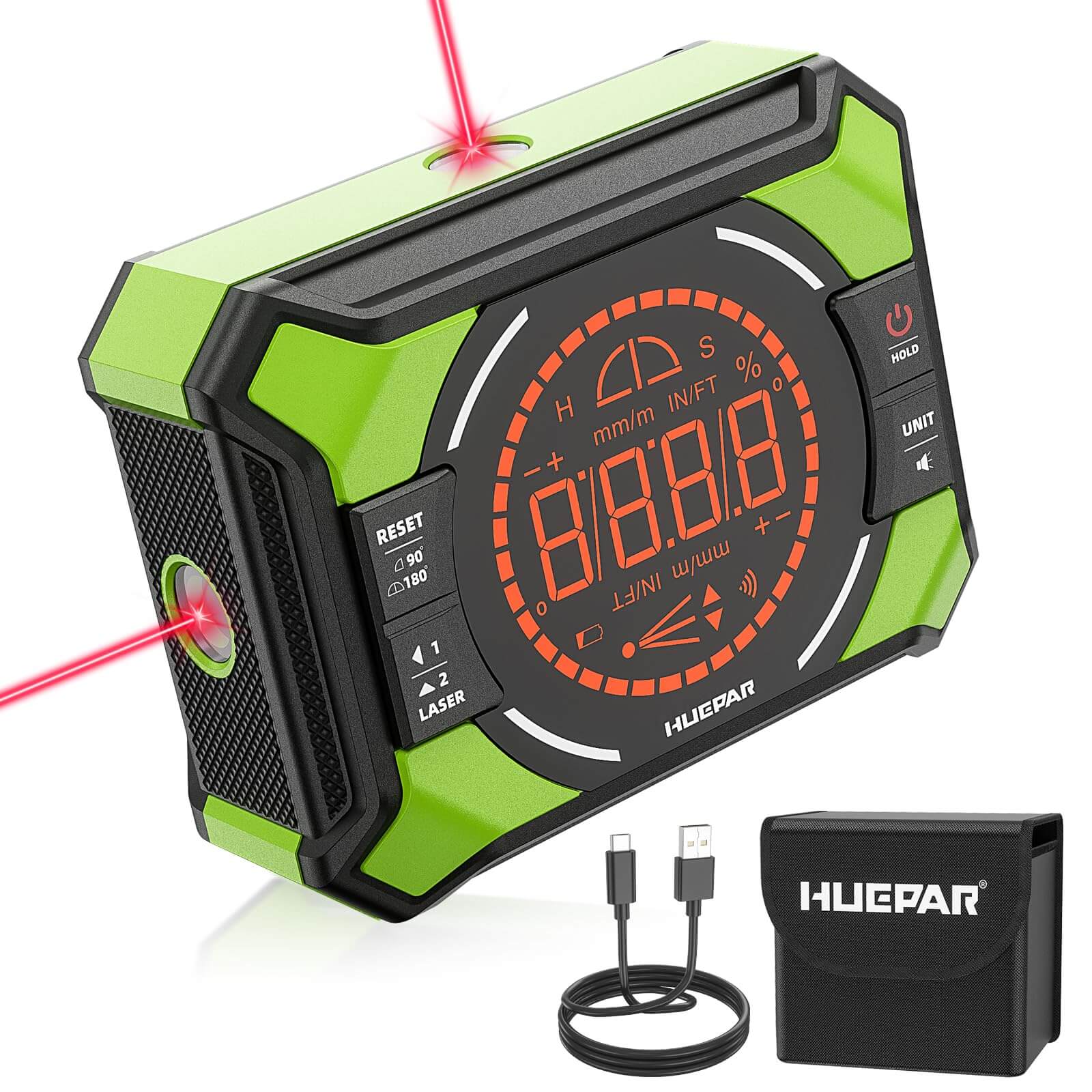 Huepar AG2L - Laser Level with Digital Angle Gauge - Electronic Inclinometer