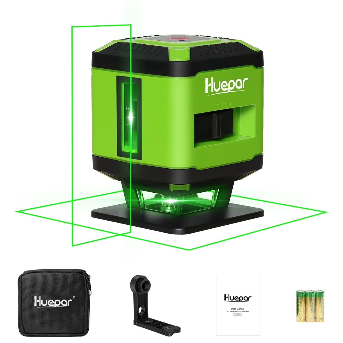 Huepar FL360G - Tiling Floor Laser Level 360 Degree Green Beam Floor Laser Level Tools Installation with Magnetic Bracket