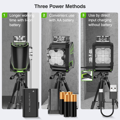 Huepar S02CG 2x360 self-leveling cross line laser with Bluetooth connectivity and metal laser window2