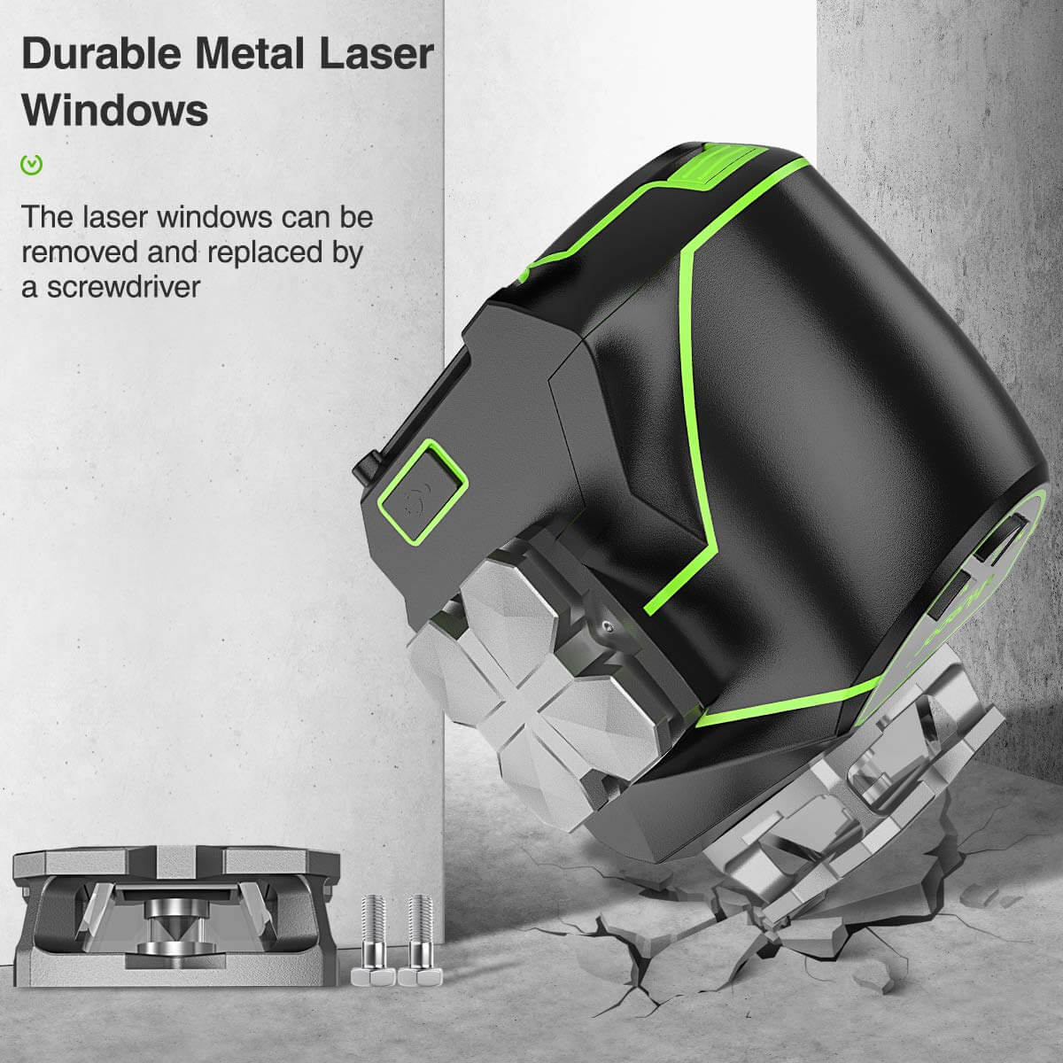 Huepar S02CG 2x360 self-leveling cross line laser with Bluetooth connectivity and metal laser window8