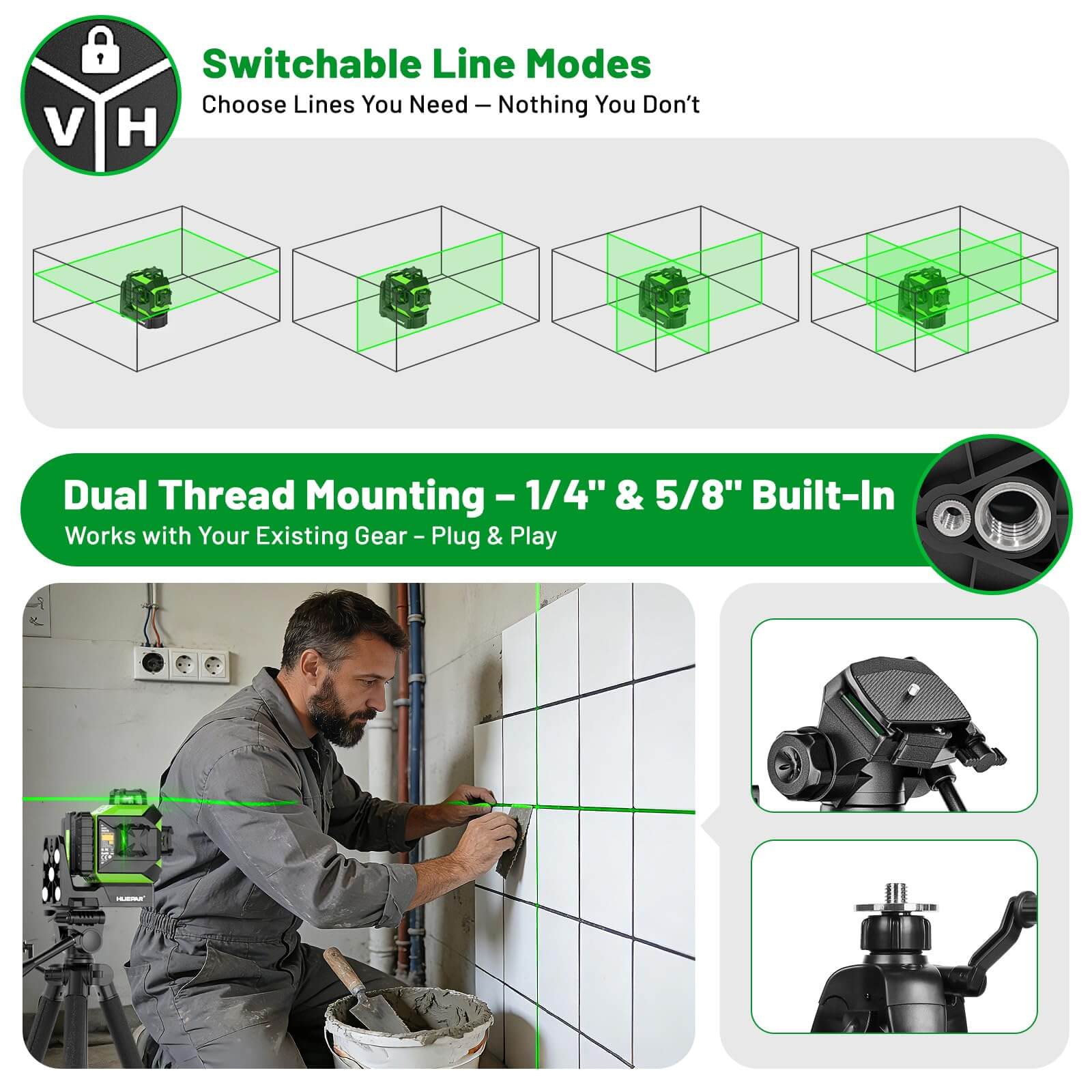 Huepar 703TR Laser Level - 3D Laser Levels