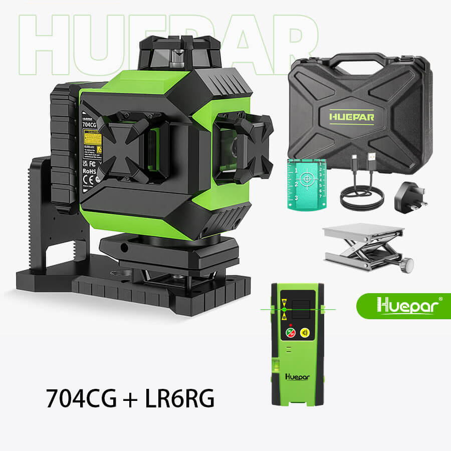 Huepar 704CG - 16 Lines 4x360° Laser Level Self-leveling Tiling Floor Laser Tool with Magnetic Bracket