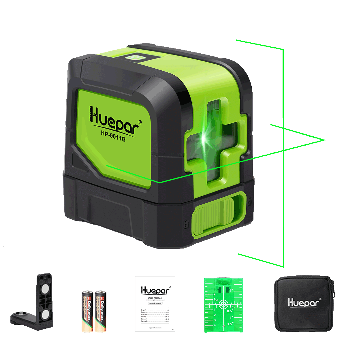 Huepar M9011G - Green Laser Level DIY Cross Line Laser Self Leveling