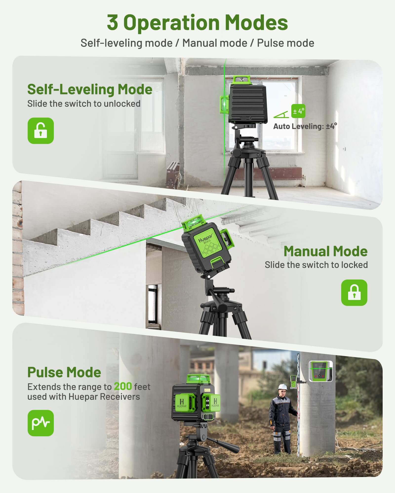 Huepar B03CG Laser Level - 3D Laser Levels