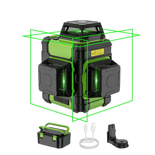 Huepar HM03CG – Selbstnivellierender 3x360 3D-Kreuzlinienlaser mit grünem Strahl, Drei-Ebenen-Nivellier- und Ausrichtungslaserwerkzeug mit Pulsmodus