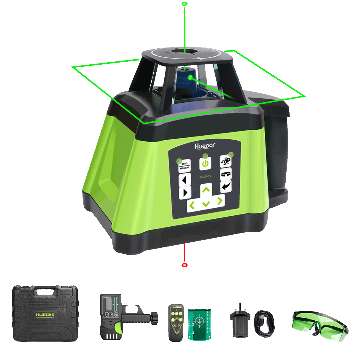 HuEpeR RL200HVG - Laserebene Elektronische Selbstniveau Green Rotary Laser Level Kit Fernbedienung