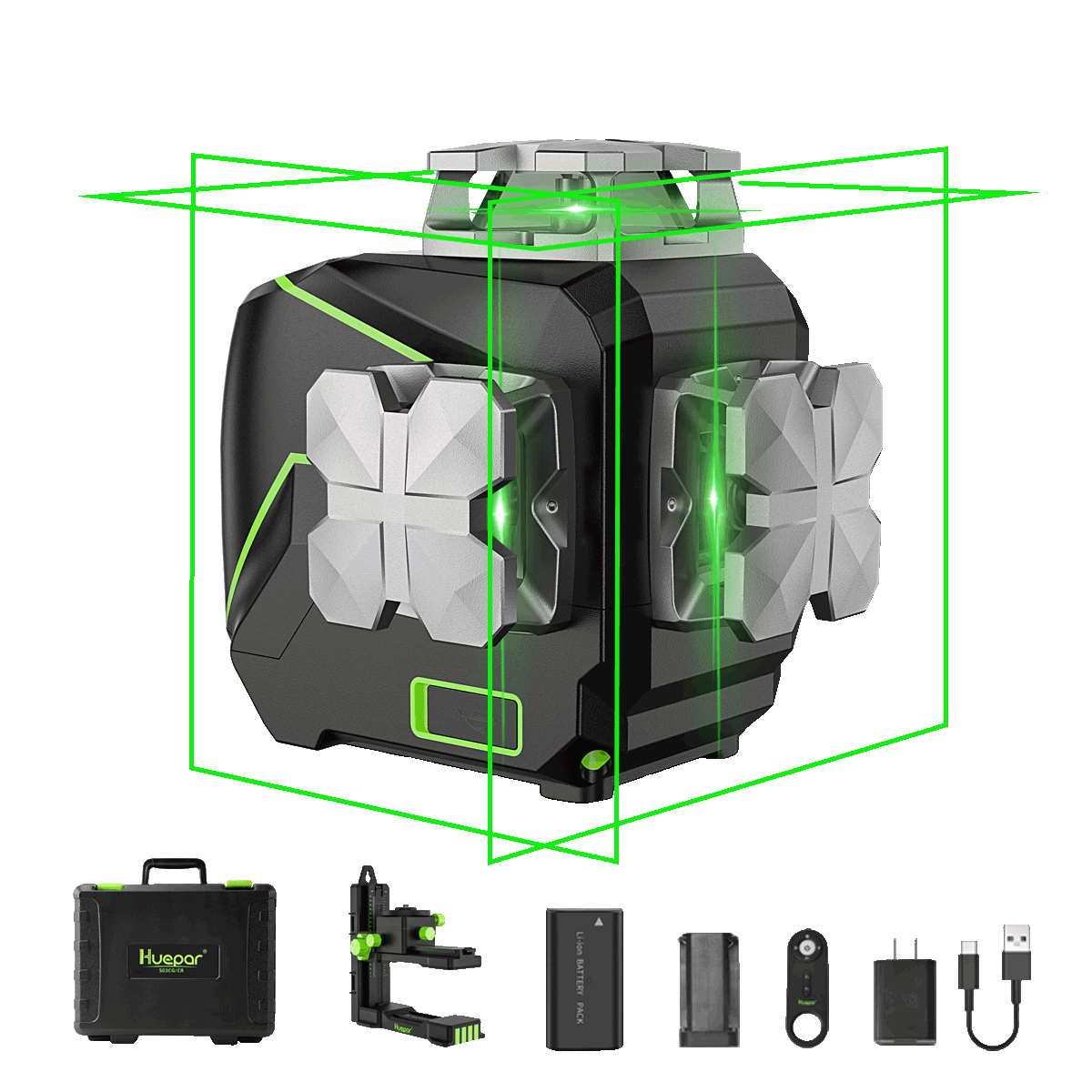 Huepar S03CG – Bluetooth 3D selbstnivellierender Laser-Wasserwaage mit LCD-Bildschirm 