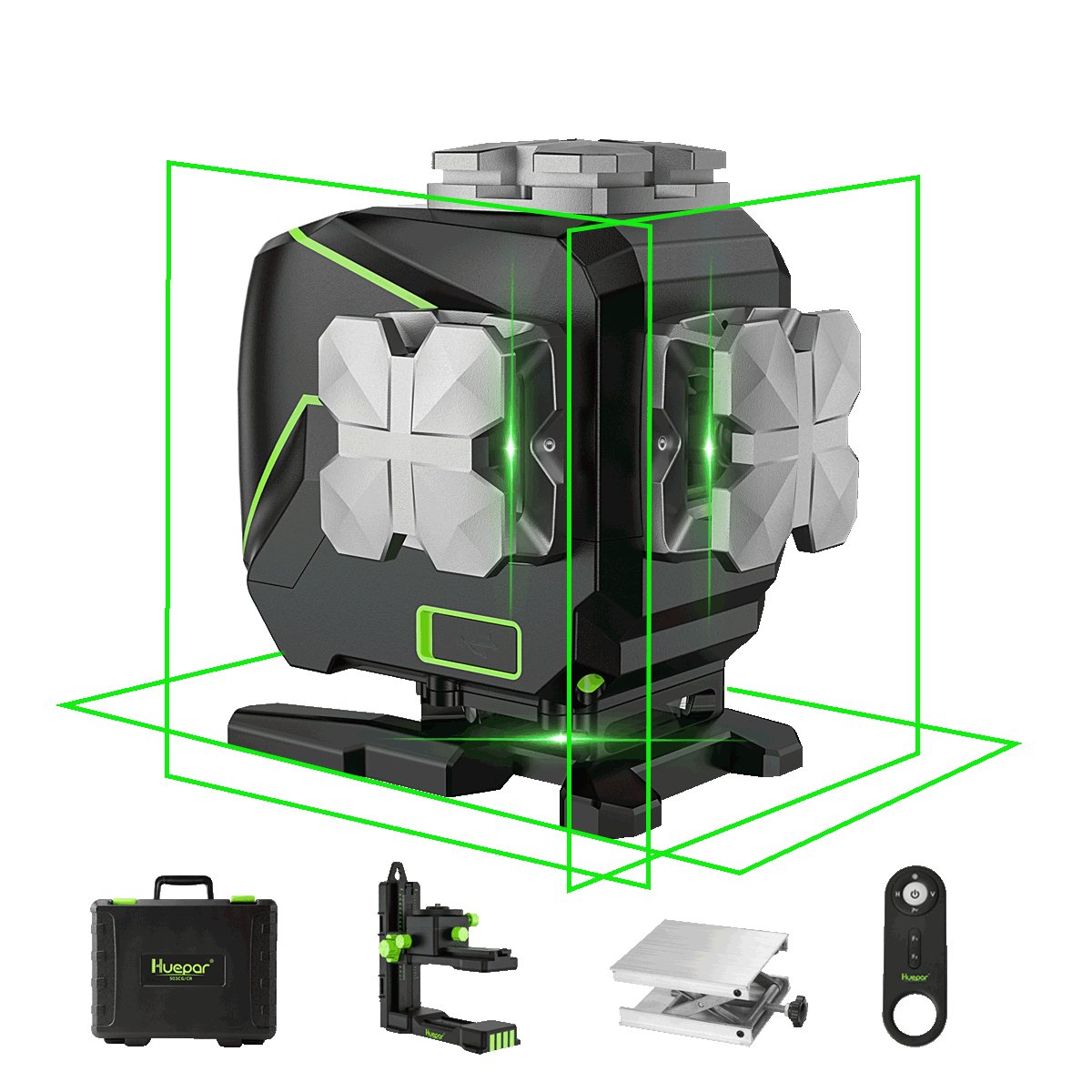 Huepar S03DG – selbstnivellierender 3D-Laser mit 12 Linien und LCD-Bildschirm, Bluetooth-Verbindung 