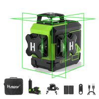 Huepar Z03CG - Niveaux laser à nivellement automatique 3D Green Beam 12 lignes avec Bluetooth et télécommande. 