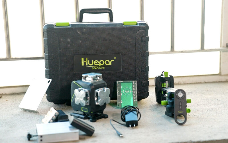 Huepar S04CG laser level: review and tests, adjustment and instruction