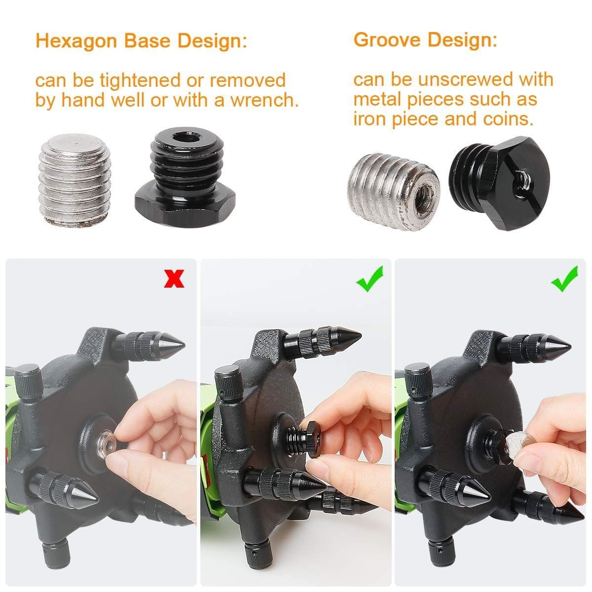 HUEPAR Adapter with 1/4 inch to 5/8 inch thread conversion for tripods and laser levels with free shipping in the US3