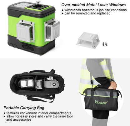 Huepar 503CG - 3D Green Beam Cross Line Self-Leveling Laser Level - HUEPAR US