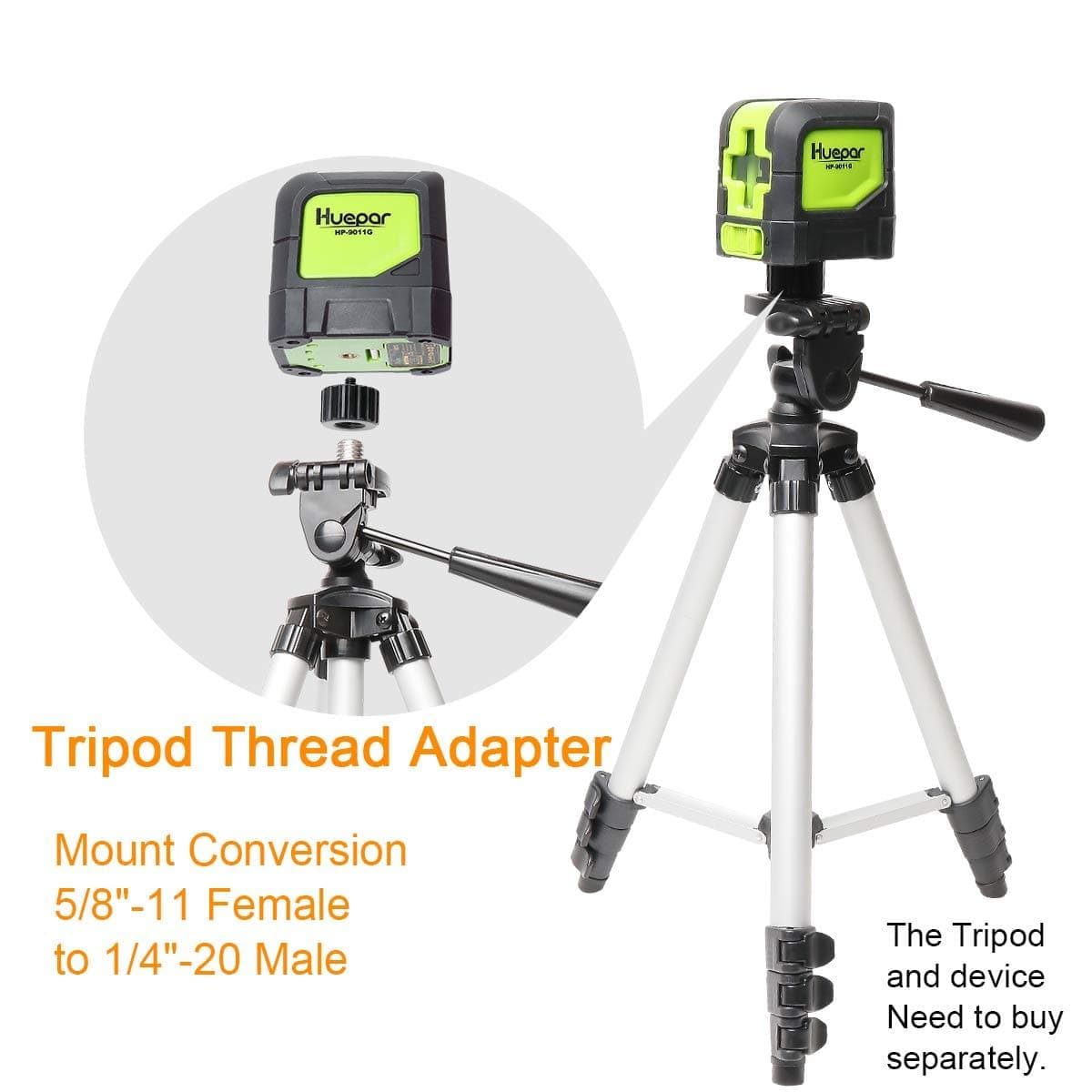 HUEPAR Adapter with 5/8-inch to 11 Female to 1/4-inch to 20 Male thread conversion for tripods and lasers, free shipping in the US4