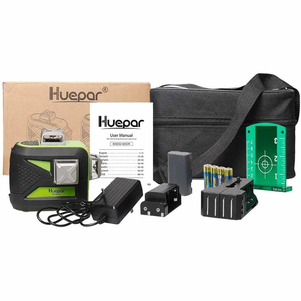 Huepar 603CG - 3D Green Beam Self-Leveling 3 X 360° Laser Level - HUEPAR US