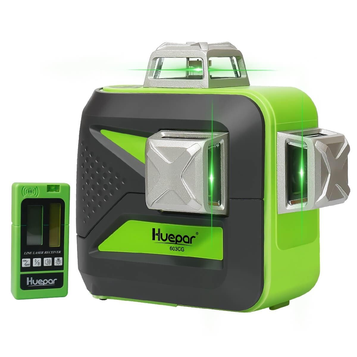 Huepar 603CG - 3D Green Beam Self-Leveling 3 X 360° Laser Level - HUEPAR US