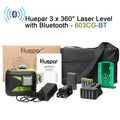 Huepar 603CG-BT - 3 x 360° Green Beam 3D Laser Level with Bluetooth Connectivity - HUEPAR US